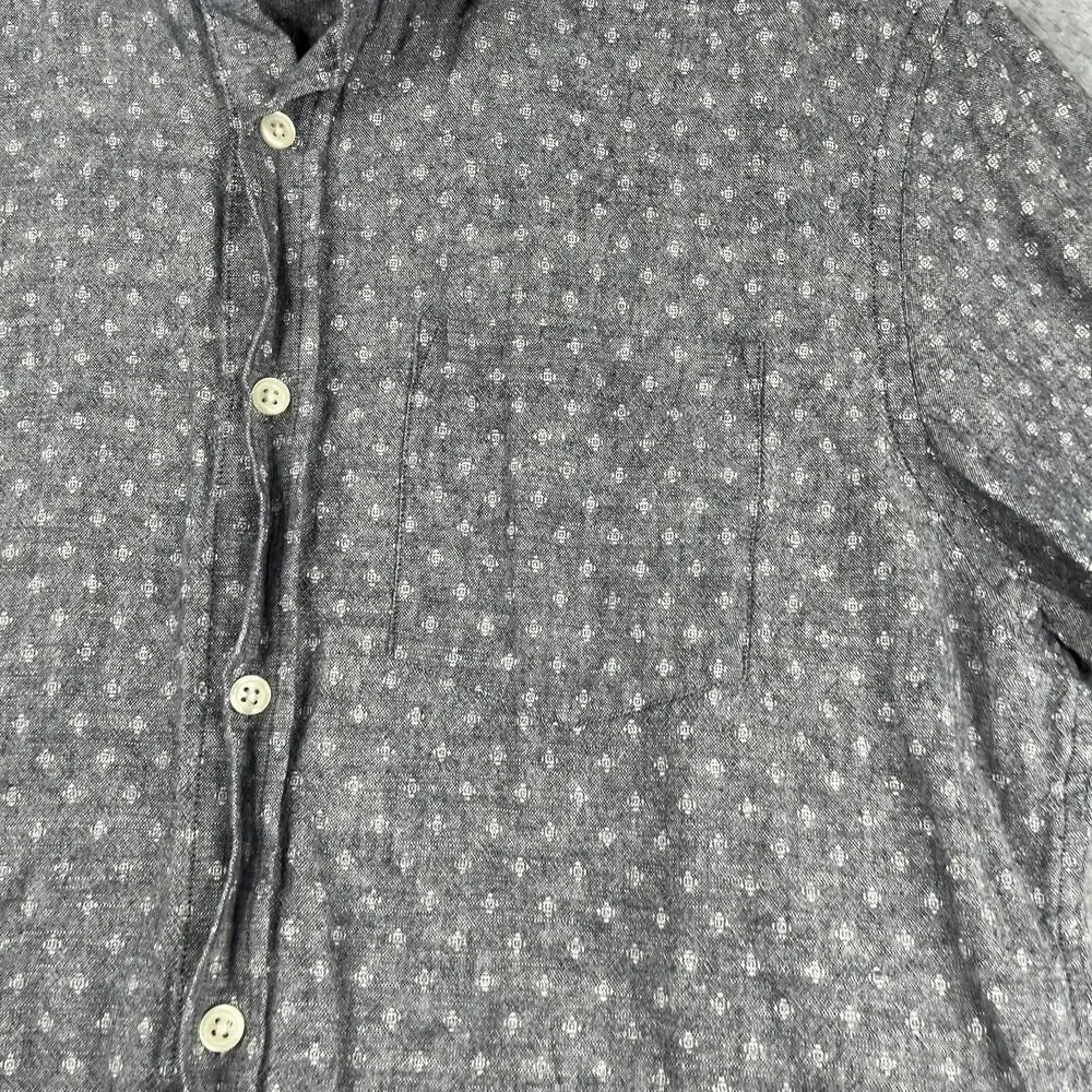 Banana Republic Linen Slim Fit Shirt Gray Casual Button Up Short Sleeve Mens M